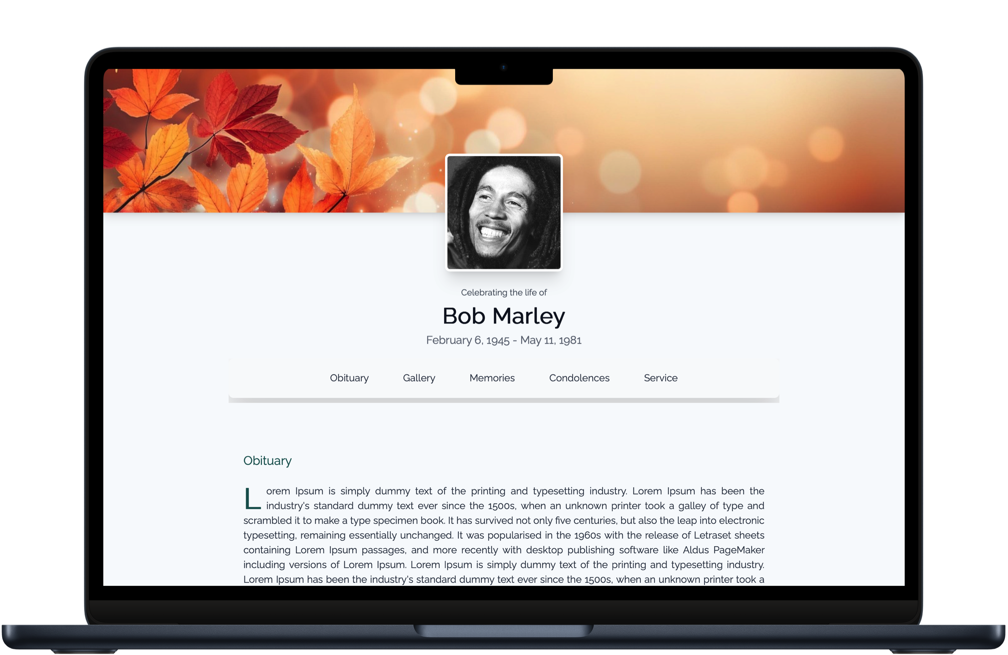 A dignified digital memorial example